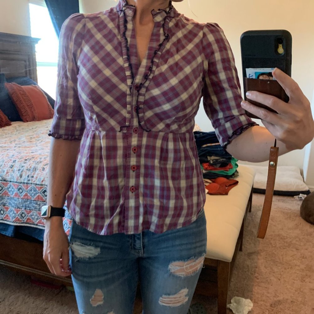 Anthropologie Edme & Eslytte Plaid Button Down A66